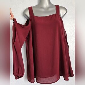 JUICY COUTURE Womens Burgundy Open Sleeve Blouse XL